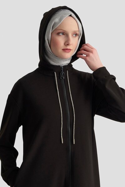 Armine TREND Skirt Hem Chiffon Pleated Stone Lace-Up Hooded Crepe Trousers Double Suit Black 25Kt