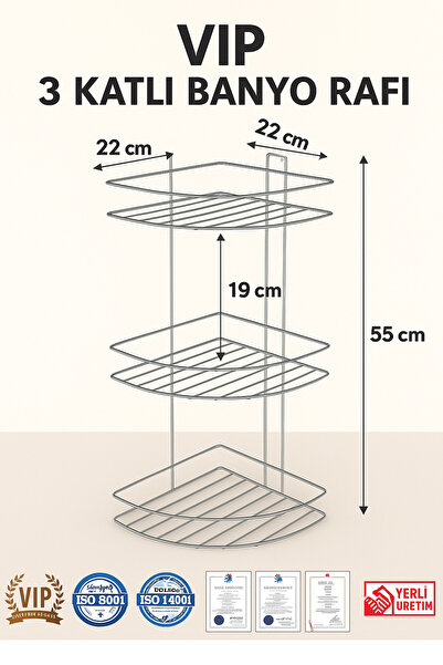 Vip Home Concept 3 Tier Bathroom Corner Shower Shelf Metal Shower Shelf Organizer Vip