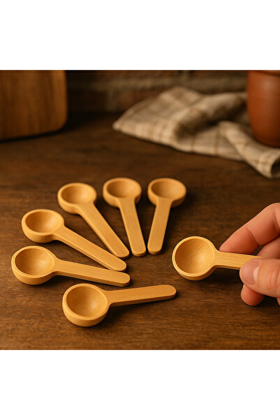 Rembox Natural Wooden Spice Measuring Spoon 8 cm 6 Pieces