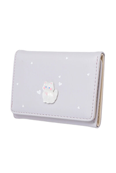 Miniso Sevimli Kedi Serisi Üç Katlı Kadın Cüzdanı (Açık Mor)