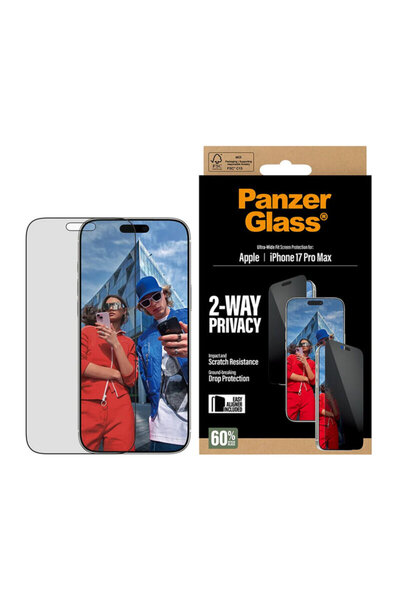 Panzer Glass iPhone 17 Pro Max PanzerGlass® 2-Way Privacy Ultra-Wide Fit Screen Protector with EasyAligner, blac