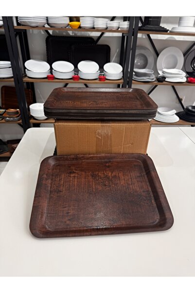 BARITCIOGLU Kraft Non-Slip Wooden Tray 5 Pieces 27 X 38 cm