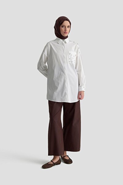 Armine TREND Hidden Button Eyelet Detailed Shirt White 25Kt420