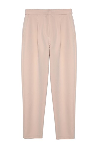 Quzu Belt Detailed Women's Trousers 71154 Stone