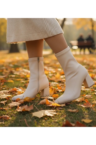 FİNTAS Ayağınıza Gelen Moda Cizme de damă cu toc elastic la gleznă cu vârf ascuțit