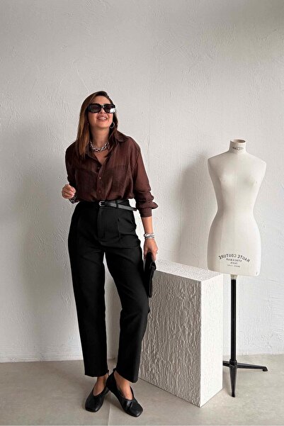 ELVAN TOLON Black Belted Carrot Trousers