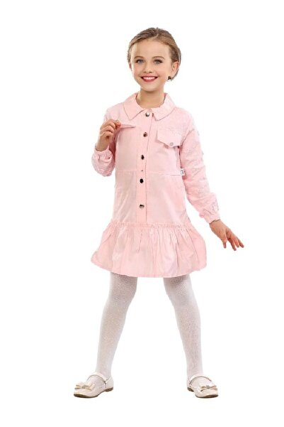 BAŞAK ÇOCUK GİYİM 426218 Cep Kapaklı Elbise 7Y,8Y,9Y,10Y Kız - PEMBE - 9-10 YAŞ