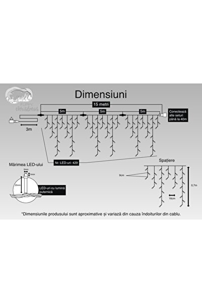 Flippy Christmas Lights, 15 m, 429 LEDs, Multicolor, Flash, Fringed