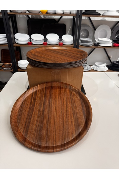 BARITCIOGLU Tray Non-Slip Round 38 cm Large Size 5 Pieces