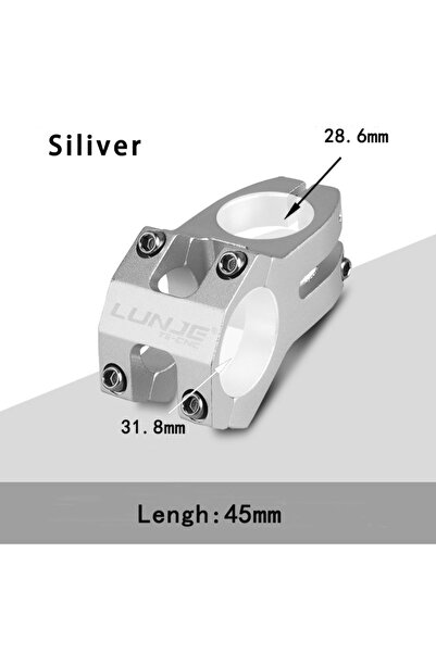 Choice جذع دراجة LUNJE MTB فضي مقاس 25.4/31.8x45، جذع مقود قصير عالي القوة مص...