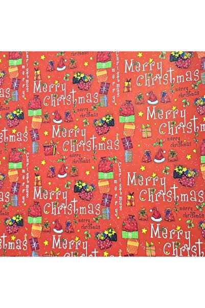 REX Matte gift wrapping paper, red decoration with Merry Christmas message, 200x70 cm