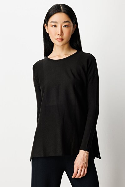 ON TRİKO Pulover tricotat cu guler în formă de O și fermoar lateral, negru 65...