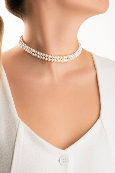 So CHIC... Belinda 18 Ayar Sarı Altın Kaplama 39 Cm Gümüş İnci Kolye