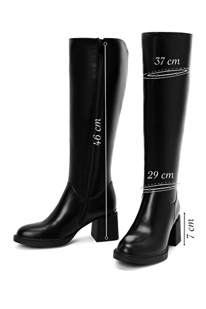 Derimod Kadın Siyah Fermuarlı Kalın Topuklu Çizme 25WFE401318