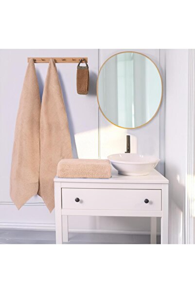 Layvera منشفة حمام 90×150 |   طقم من 3 قطع - 100% قطن - بيج