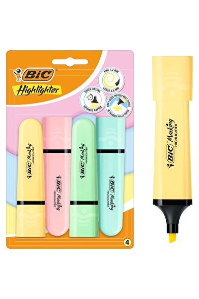 Bic Flat Highlighters, Assorted Pastel, Pack of 4