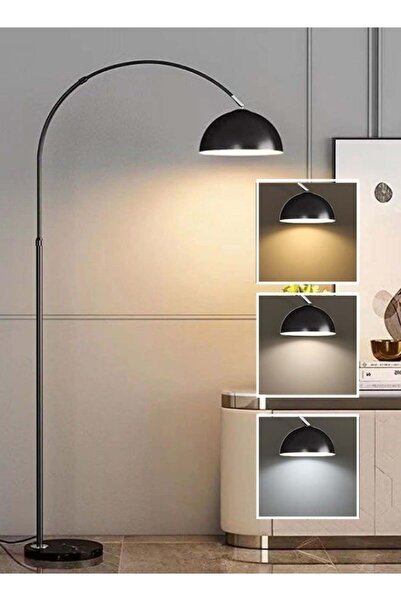 Bukela مصباح أرضي نجوى، 3 أوضاع ألوان، قوس LED من الرخام الشمالي (أسود)