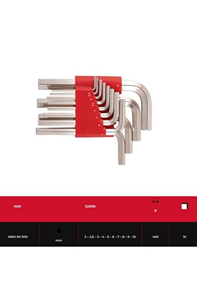 İzeltaş IZELTAS Allen Anahtar Takımı 10 Parça