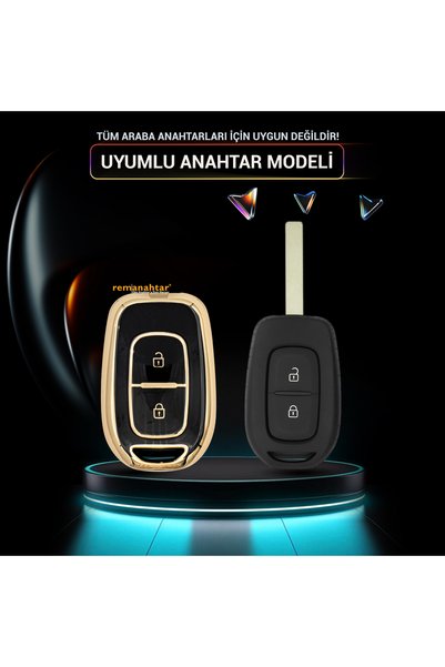 Rem Anahtar Oto Elektronik Anahtar Duster Logan Sandero Symbol Compatible 2 Button Nano Key Case - Black