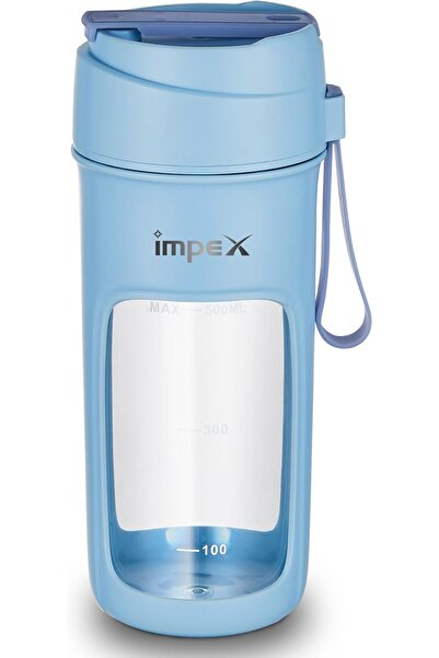 İMPEX Portable Personal Blender PBL 02 - 500ml, USB-C Rechargeable, 50W, Blue
