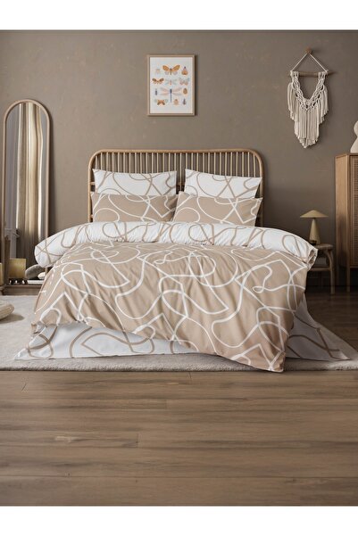 argehome Set de lenjerie de pat cu cearșaf elastic Mix Cappuccino pentru pat ...