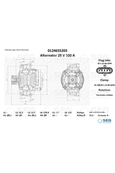 SEG Automotive Generator / Alternator Scania 4 - Seria Bus/G 1/P 1
