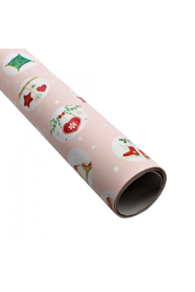 REX Christmas wrapping paper 200x70cm pink globes