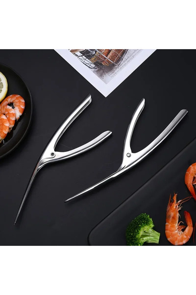 Choice Sliver 2pcs New Stainless Steel Shrimp Deveined Device - Ergonomic Fishbone Design,Easy Shell Remova