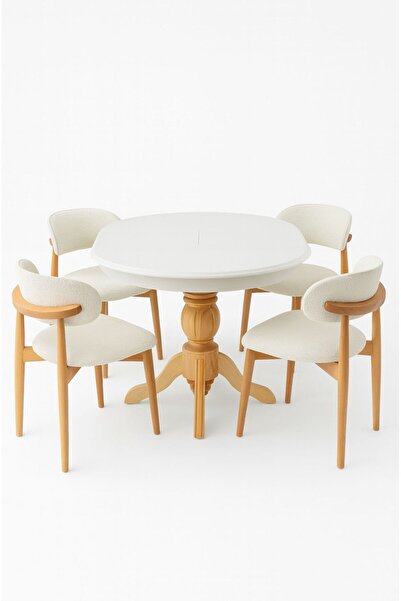 Albero Home Bohem Yuvarlak Açılır Masa Takımı 100x100