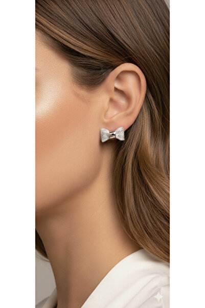 Zanora Straw Bow Tie Silver Earrings