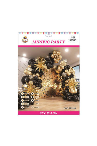 Mirific Party Ghirlandă decorativă neagră, aurie, 245 buc, PPTZ 5394