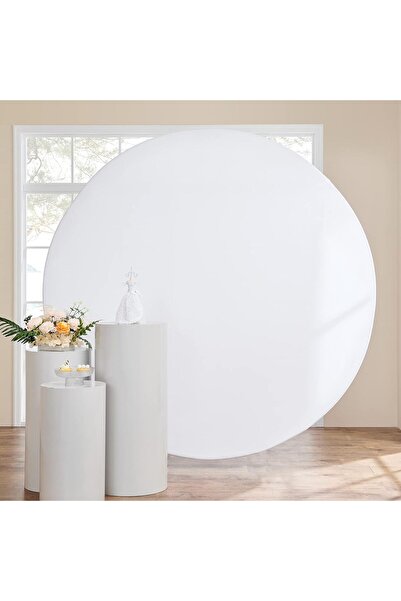 Other غطاء خلفية دائري أبيض مقاس 7.2 قدم (220×220 سم) لحفلات الزفاف وحفلات اس...