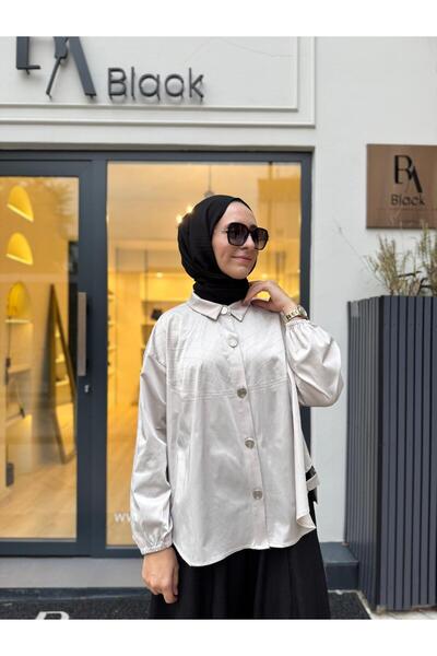 MissWhence 38031 Diamond Stitched Women's Shirt Stone Color