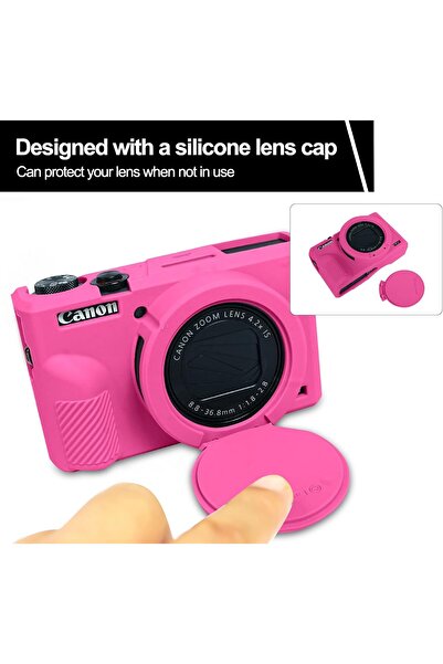 Other Easy Hood Silicone Protective Case with Removable Lens for Canon PowerShot G7 X Mark III - Rose Pink
