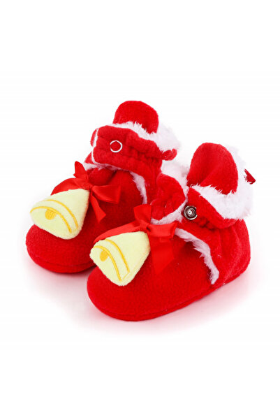 BebeNou Ghetuțe roșii de pluș cu clopoței - MBX123-1