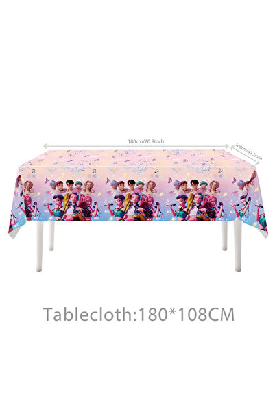 Miniso Style A Kpop Hunters Party Supplies Pink Tablecloth Blue Table Covers Kpop Anime Theme Party Tablecl