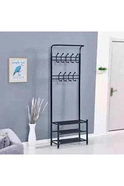 Generic Multi-purpose iron rack with shelves. It is equipped with upper hangers for hangin