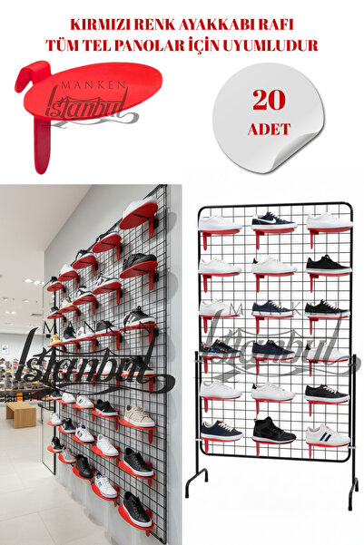 Manken İstanbul 20 adet Tel Panoya Geçme Plastik Ayakkabı Standı Ayakkabı Sta...