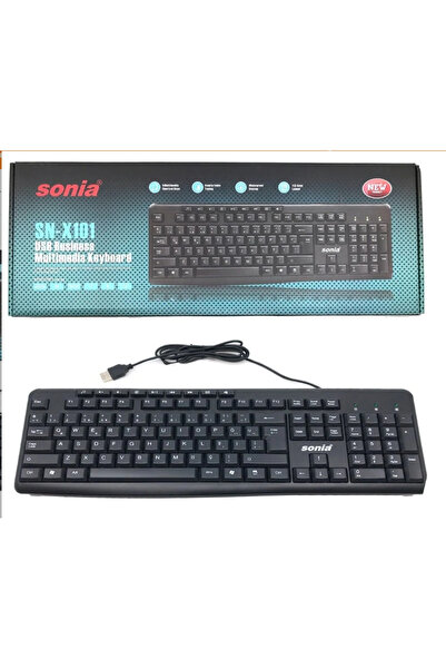 Sonia SN-X101 USB Multimedya Klavye, Siyah, Q Türkçe Düzen, Kablolu, Tam Boy