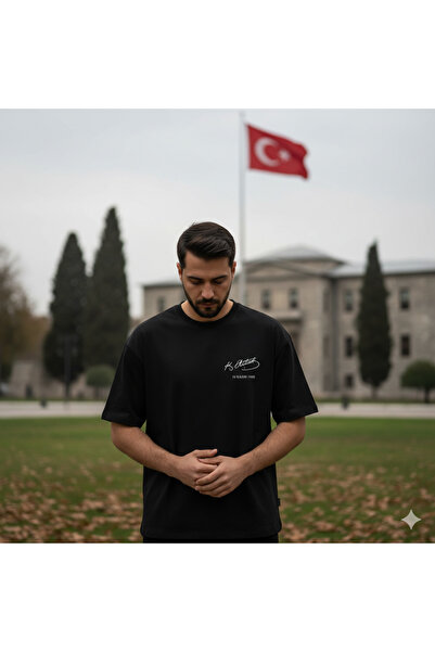 WİDİ 10 Νοεμβρίου 1938 Με υπογραφή ΑΤΑΤΟΥΡΚ O oversized 100% βαμβακερό μαύρο ...