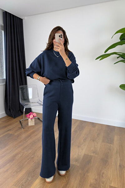 YAKAMEL KADIN MODAL YUMUŞAK BİSİKLET YAKA UZUN KOLLU EŞOFMAN TAKIMI