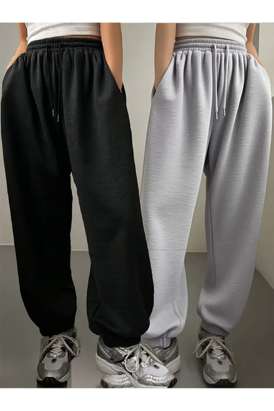 yx yustex sport Σετ χειμερινής γυναικείας φόρμας 2 τεμαχίων, μαύρο + γκρι, με...