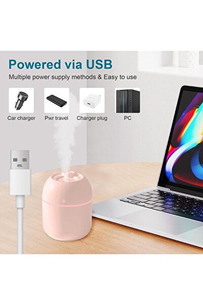 Other Portable Mini Humidifier (220ml, Pink) — USB Personal Desktop Humidifier with Auto Shut-off & Two