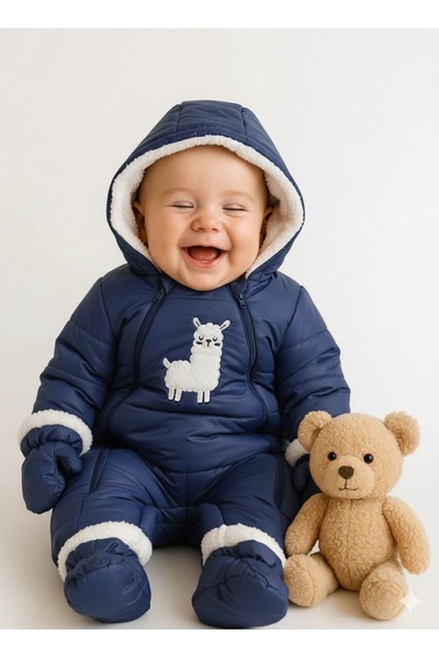 balbeybi Çıkarılabilir Eldivenli Kalın Bebek Tulum – Soğuk Geçirmez, Hayvan F...