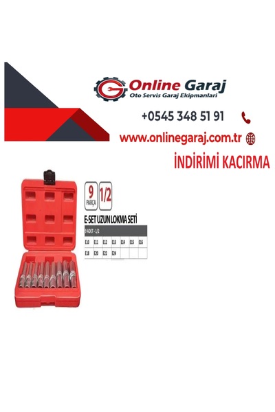 Arm 9 Piece 1/2 Long E Socket Set