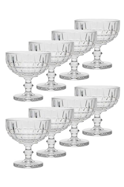 ALQANNAS 8-piece crystal glass yogurt dessert set with a fixed base