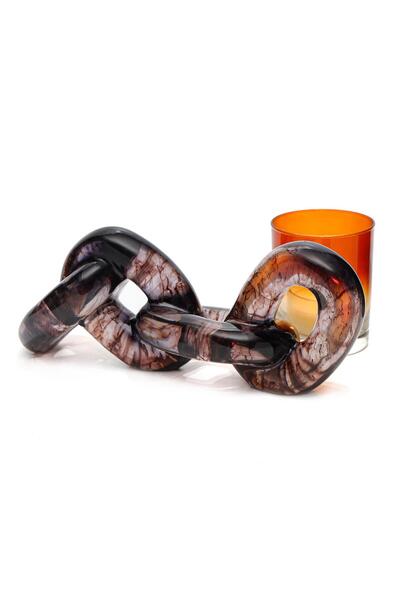 Missi Dekoratif Transparan Kalın Kahverengi Zincir (26 cm)