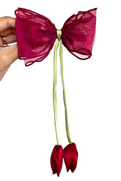 TAKIŞTIR Burgundy Color Tulip Figured Automatic Buckle