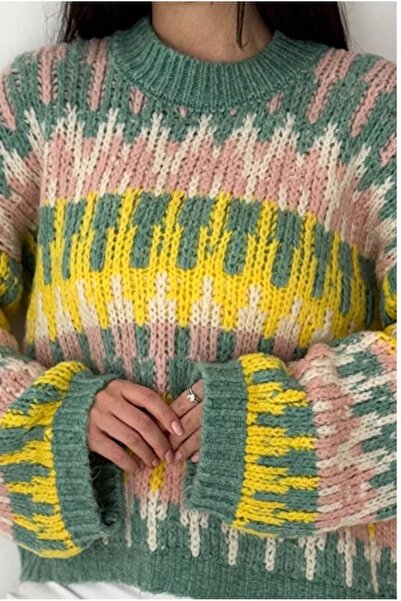 Butik Nordic Desen Yumuşak Doku Şardonlu Triko Kazak