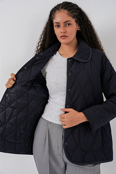 Bigdart Women's Quilted Oversized Coat 5226 - Navy Blue